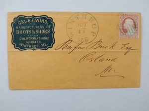 Maine: Winthrop 1850s #11 Wing Boots for California CAMEO Advertising Cover - Picture 1 of 4