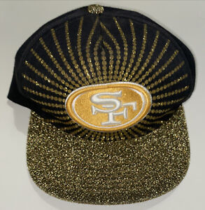 San Francisco 49ers Snapback Black With Gold Sparkly Ball Cap Truckers Cap WOW!
