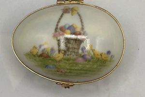 Limoges Frankreich Artonia handbemalt aufklappbar Blumen Ei Schmuckschatulle Vintage - Bild 1 von 8