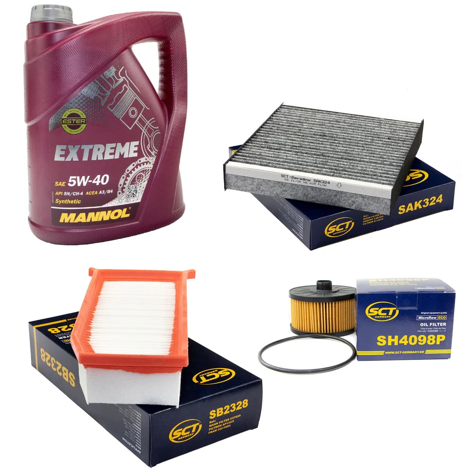SCT Filterpaket 90 120 TCE RENAULT CLIO 4 CAPTUR DACIA LOGAN SANDERO mit 5L 5W40