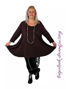 A-line layered look Long bell Basic Shirt Tunic Jersey 44 46 48 50 52 54 56 58 - Picture 1 of 5