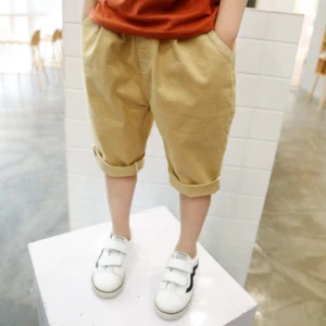 Boys Solid Color Casual Medium Pants Solid Color Children's Shorts Pants - Picture 1 of 11