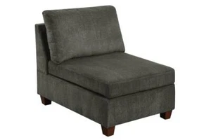 1pc ARMLESS CHAIR ONLY Grey Chenille Fabric Modular Armless Chair Cushion Seat L - Picture 1 of 12