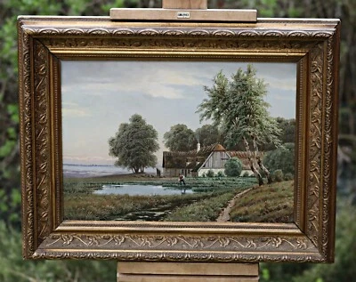 Gustav Holmbom – Amager Fælled Landschaft – Öl auf Leinwand – signiert - Bild 1 von 4