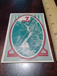 Etiqueta de equipaje vintage de 7 Falls Colorado Springs años 20 - Imagen 1 de 1