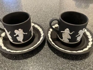 Wedgwood Jasperware Dancing Hours Tea Cup Cup and Saucer Pair Set of 2 Mint - Picture 1 of 5
