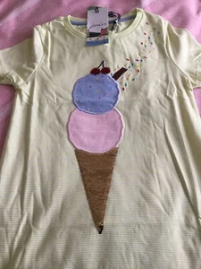 JOULES ICE CREAM 99 GIRL T-SHIRT LEMON STRIPES BRAND NEW AGE 10 FREE POSTAGE.🍦 - Picture 1 of 6