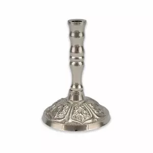 Single Brass Candle Stand, Silver Candlestick Holder Orthodox Christian Church - Picture 1 of 4
