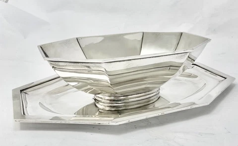 Antique 1930s Sterling Silver Art Deco Sauceboat Delheid Frères Brussels 620g Cover