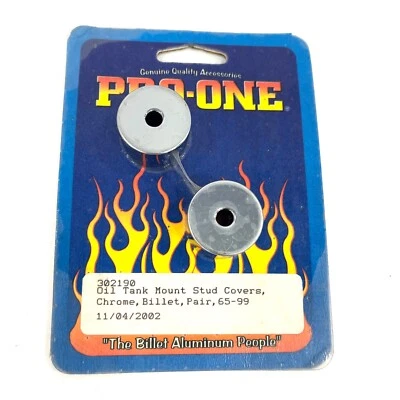 Pro-One Oil Tank Mounting Vibration Stud Covers Chrome 87-99 Harley Big Twin BT - Image 1 of 4