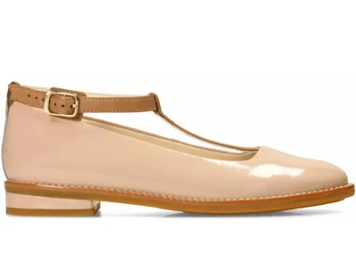 Nuevo Clarks Talla 1F/33 Darcy Rubor Rosa Rubor T Bar Niñas Charol Zapatos Foto 1 de 4