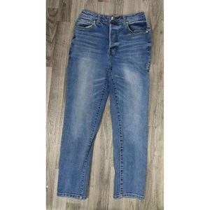 Forever 21 Womens Size 28 Skinny Button Fly Whiskered Denim Blue Jeans - Picture 1 of 11