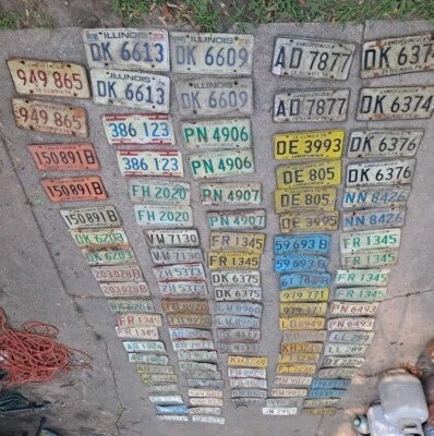 Vintage 102 Illinois License Plates 1970s OLD art Mancave As Is Used Not Perfect - Image 1 of 4