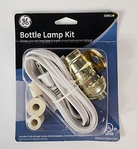 NEW GE Bottle Lamp Kit #50961 8-FT 18-Gauge Cord Set Socket Adapters & Hardware
