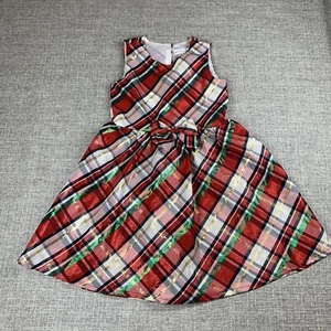 Nannette Metallic Holiday Plaid Girls Dress Size 6 Christmas Jumper - Picture 1 of 9