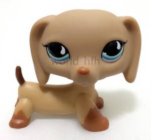 Mini Pet Puppy Dog Dachshund Tan Brown w/ Blue Teardrop Eyes LPS #518