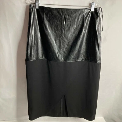 Doncaster Collection Ladies Black Skirt Faux Leather/Silk Pencil Knee Lenth Sz10 - Image 1 of 4