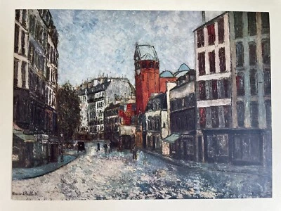 Impresión artística francesa vintage de Maurice Utrillo 1953 sin marco 11x14,6 paisaje urbano Foto 1 de 4