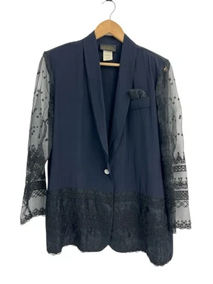 Chaqueta Blazer Grande Vintage Años 90 Express Negra Manga Encaje Foto 1 de 4