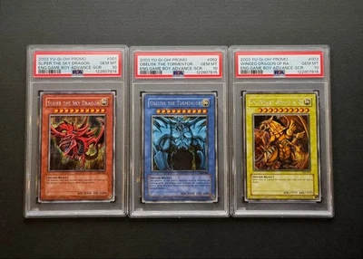 PSA 10 SEQ YU-GI-OH Egyptian God Cards Secret GBI-001 GBI-002 GBI-003 set Holo - Image 1 of 4