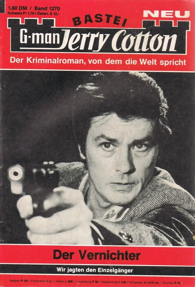 #1270 JERRY COTTON 80's - GERMAN KRIMI ROMAN NOVELLA cover ALAIN DELON - Image 1 of 1