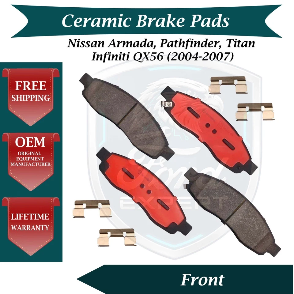 Kit de pastillas de freno delanteras de cerámica Brembo OEM para Infiniti Nissan 2004-2007 9 años Warra Foto 1 de 4