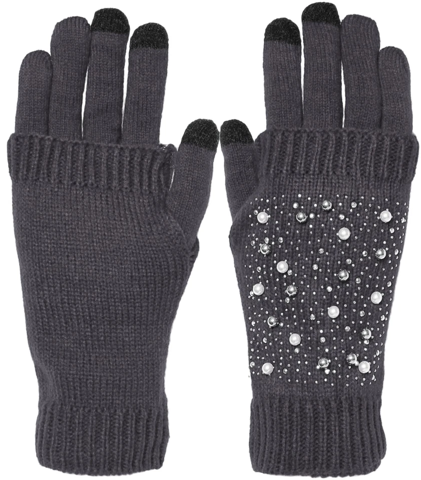 Conjunto de guantes mágicos y calentador de manos para mujer perlas y brillos invierno cálido mensajes de texto Foto 1 de 1