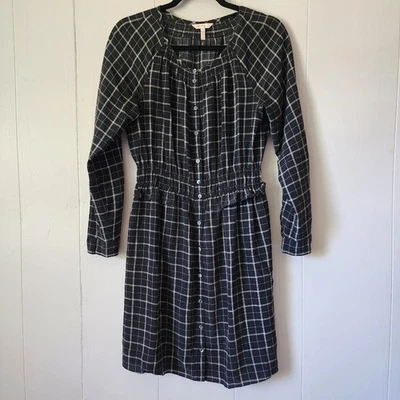 Rebecca Taylor Goth Whimsy Office Plaid Black White Silk Dress Women's 8 - Image 1 of 4