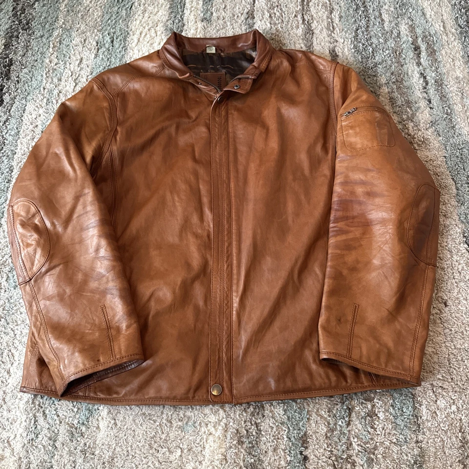 Chaqueta Robert Comstock Vertical Piel de Cordero Cuero Cremallera Talla XXL Excelente Foto 1 de 4