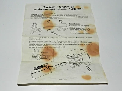 Dinky Toys  FR 887 Notice porte pile  887  Unic Air BP  originale années 1960 - Photo 1/2