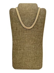 Solid 14K Yellow and White Gold Reversible Mesh Woven Style Chain Necklace 17 In - Picture 1 of 7