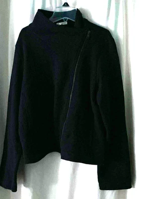 Suéter XL para mujer Eileen Fisher cremallera frontal completa lateral mezcla de lana negra Foto 1 de 4