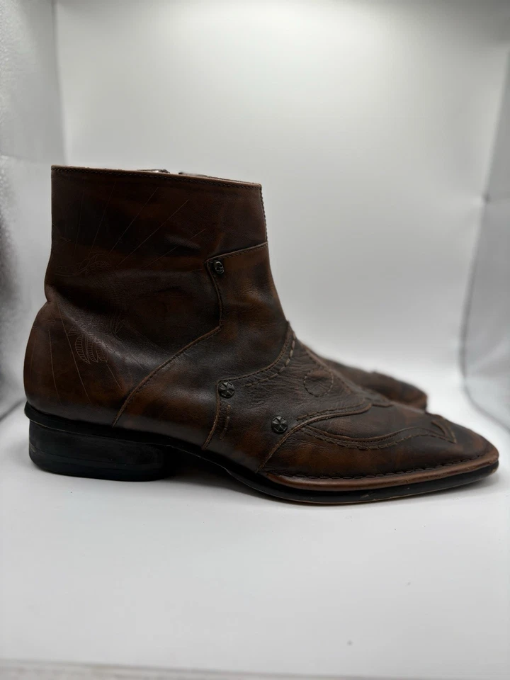 Botas de salón Mark Nason Chukka para hombre talla 8,5 cremallera lateral marrón Rock N Roll Foto 1 de 4