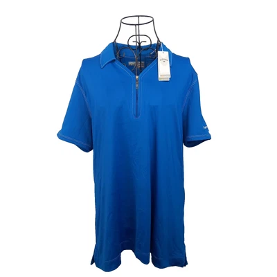 Callaway Golf Polo Shirt Womens XL Magnetic Blue Opti Dri 1/4 Zip Farmers Mutual - Image 1 of 4