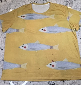 Favomens Yellow Fish Art Print T-Shirt, XL, New, Super Soft, Quirky - Picture 1 of 4