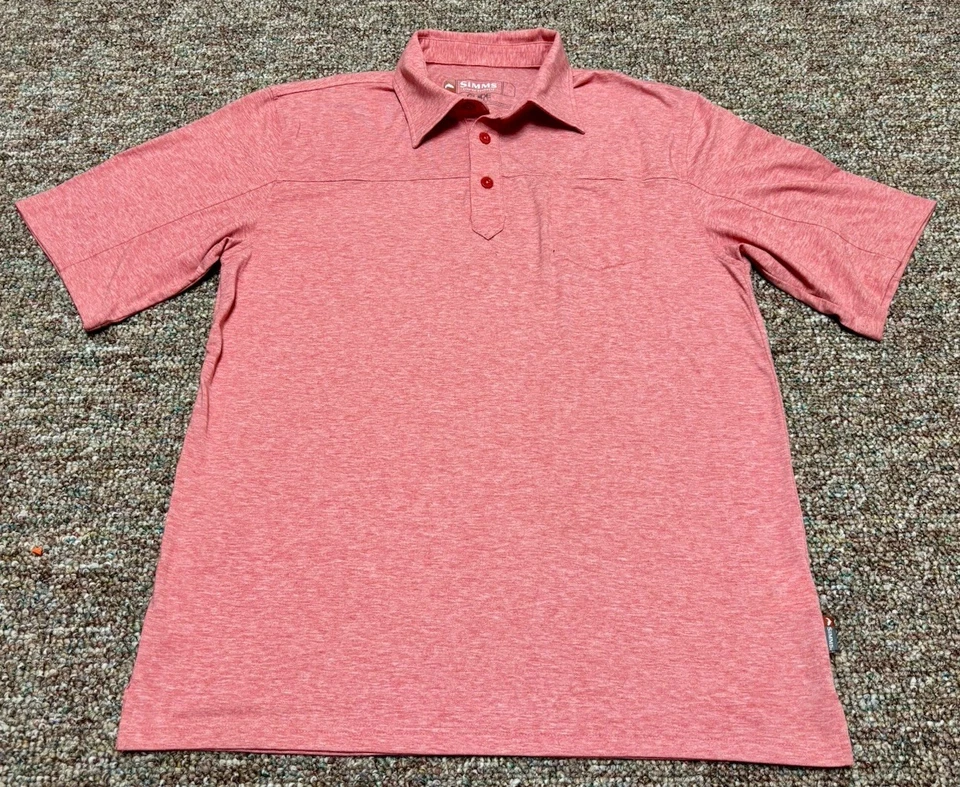 Camisa polo masculina manga curta SIMMS Fishing Guide Series rosa média  - Imagem 1 de 4