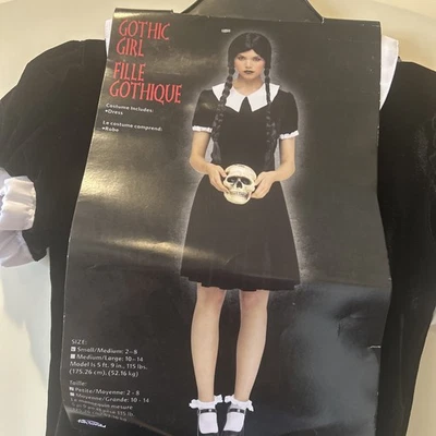 Gothic Girl Fun World Black Dress Halloween Costume Adult Size SM 2-8 NWT - Image 1 of 4