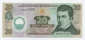 Honduras 20 Lempiras 31-7-2008 Pick 95 UNC Uncirculated Banknote Polymer Sign 2 - Picture 1 of 2