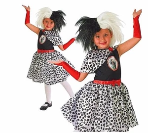 Kinder 101 DALMATINER Cruella de Ville Mädchen Kostüm oder Perücke Dalmatiner - Bild 1 von 3