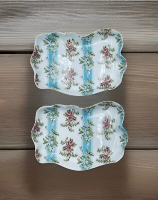Andrea by Sadek Soap or Trinket Dish Tray Shabby Cottage Chic French Set of 2 - Image 1 of 4