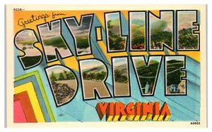 Carta grande saludos desde Skyline Drive Virginia postal - Imagen 1 de 2