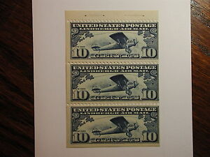 US Stamps # C10 10c Air Mail NH triple Booklet Pane Mint