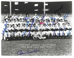 1950 New York Yankees Autographed 8x10 Team Photo (27) JoeD,Berra,Ford,Martin - Picture 1 of 2