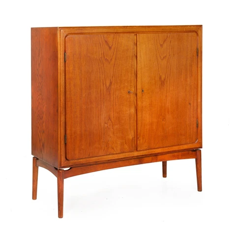 Circa 1960s Danish Modern Patinated Oak Two-Door Armoire Cabinet Cover