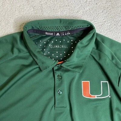 Miami Hurricanes Adidas Shirt Men XL Green Polo Logo NCAA University Football - Image 1 of 4