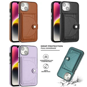 Luxury Card Slot Leather Cover Case For 13 12 14 11 Pro Max XR XS 6 7 8 SE 2020 - Picture 1 of 15