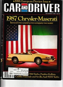 Revista Car and Driver edición de diciembre de 1985. Chrysler-Maserati en la cubierta - Imagen 1 de 1