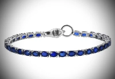 Tanzanian Blue Spinel (DF) & Thai Black Spinel 12.65 ctw Tennis Bracelet 6.5 NWT - Image 1 of 4