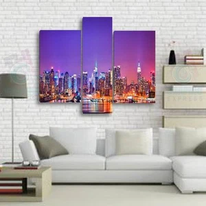 95x80cm- Kit 3 Gemälde Tabelle Drucken Dekoration - NEW YORK-NY-02 -3T9580 - Foto 1 di 6