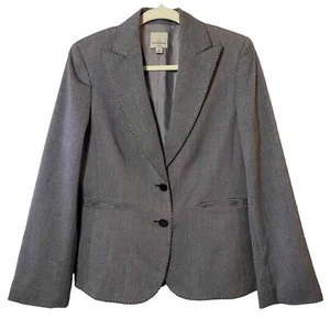 Anne Klein Womens Heathered Gray Stitched Edging Blazer Jacket Size 10 - Picture 1 of 12
